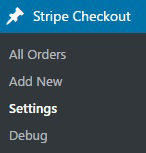 screenshot showing the setting menu of the Stripe checkout plugin