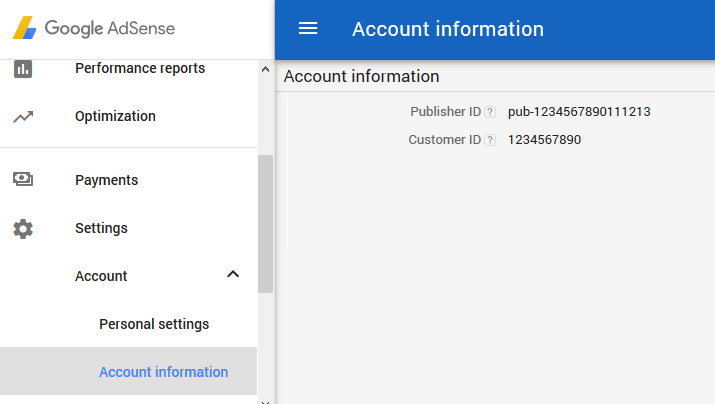 screenshot showing how to find the publisher ID in Google AdSense