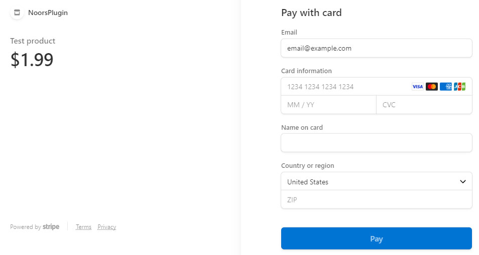 prefilled email on the stripe payment page from a payment link button created by the wordpress stripe checkout plugin