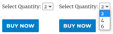 variable quantity options in the button using the wp stripe checkout wordpress plugin