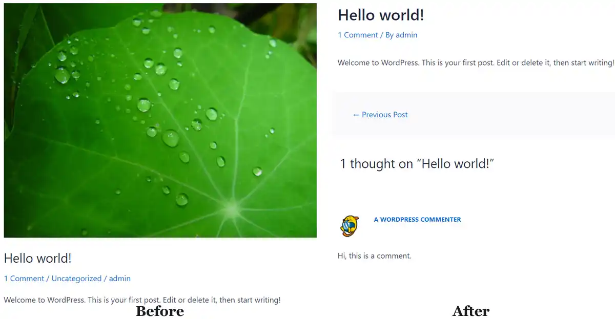 a featured image is removed/hidden from a WordPress post on WP Astra theme 