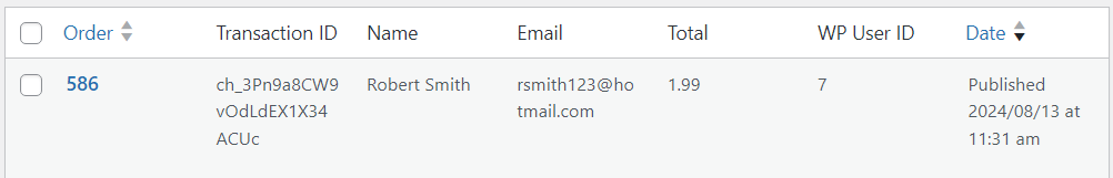 WordPress user ID inside a WP Stripe Checkout plugin order