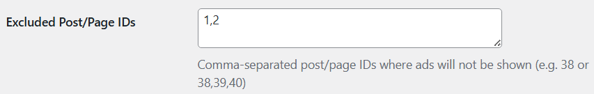 Exclude Pages add-on settings in the Easy Google AdSense WordPress plugin